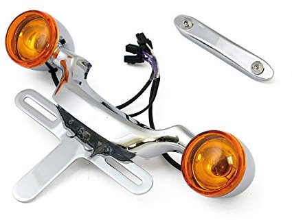 GZM Blinker-Set für Harley Davidson 99-08 Touring mit verchromtem Kennzeichenhalter und gelben LED-Blinkern