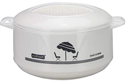 Insulated Casserole Dish With Lid Hot Pot Food Warmer/Cooler Insulated Food Storage Casserole Serving Dish Thermo Thermal Container Soup Salad Curry Rice Bowl, White, Round (2000ml)