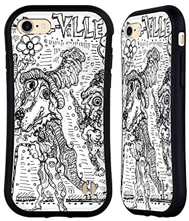 Head Case Designs Offizielle Mad Dog Art Gallery Hund Ville Schwarz und Weiss Doodle Hybride Handyhülle Hülle Huelle kompatibel mit Apple iPhone 7/8 / SE 2020 & 2022