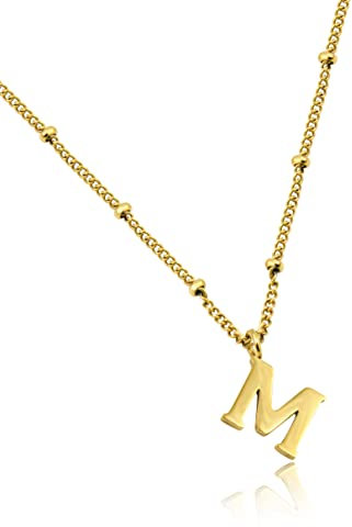 Personalisierte Damen-Halskette mit Wunsch Buchstabe Edelstahl 316L | Tiny Letter Necklace Gold | Initial Kette mit kleinem Buchstaben | A-Z Anhänger Choker | Buchstabenkette Geschenk für Freundin
