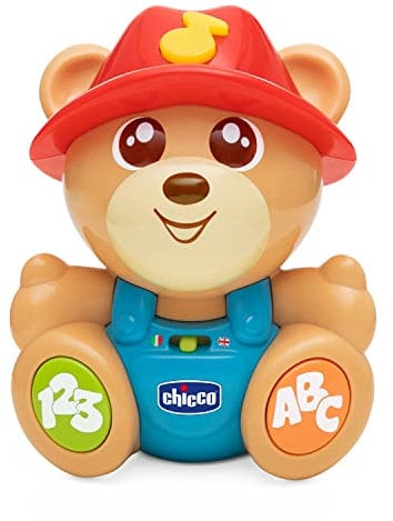 Chicco- Bear Teddy el Amigo Osito, muñeco Interactivo, bilingüe, 2 Niveles de Juego, enseña rimas Infantiles, números, Letras y Nombres de Animales, 6-36 Meses (Artsana 00010744000680)