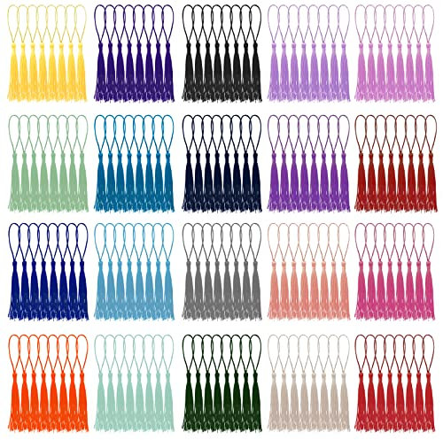 Wkmamo 160 Stück Lesezeichen Quasten,20 Farben Mini Quasten, Handgemachte Quasten Anh?nger für Schmuckherstellung, Souvenir, Lesezeichen, DIY Handwerk Zubehör