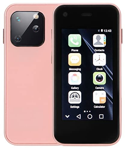 ASHATA Mini Teléfono Móvil Android Cellpohone, 3G Face/Fingerprint Smartphone Desbloqueado con Pantalla Táctil de 2,5 Pulgadas, WiFi GPS BT, 1GB RAM 8GB ROM, Dual SIM, Batería 1580mAh(Rosa)