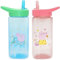 SRV Hub 2 x Wasserflaschen mit Strohhalm, 420 ml, 16 cm, Kunststoff, quadratisch, BPA-frei, Trinkhalm für Kinder ab 6 Monaten (Peppa und George Pig)