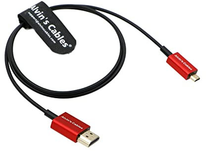 Alvin's Cables 8K 2.1 HDMI Câble Micro-HDMI vers HDMI Câble Ultra-Mince 48Gbps Haute Vitesse pour Atomos-Ninja-V Enregistrement 4K-60P pour Canon-R5C|R5|R6 pour Sony a7R a7 IV Caméras 70cm/27.6''