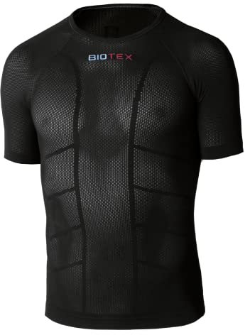 BIOTEX Camiseta de Red Sun Transpirable Unisex para Ciclismo y Running, Ropa Interior técnica Deportiva Ideal para el Verano, Negro, X-Small/Small