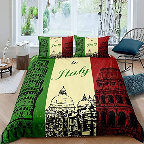 KLJFIGUT Bettwäsche 135x200 Italien 3 Teilig Bettbezug mit Reißverschluss, Weiche Mikrofaser Bettwäsche-Sets für Kinder - 1 Bettbezüge und 2 Kissenbezug 80x80cm