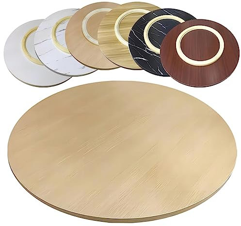 ESOYAWE Table À Manger Plateau De Service Ø 50-100 Cm Plateau Rotatif en Bois Rond, avec Base À Roulement Silencieux Grand Plateau Tournant Assiette De Service, pour Table À Manger De Cuisine