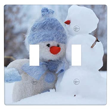 Plaque murale à 2 voies, plaque murale carrée pour interrupteur, joli bonhomme de neige 11,4 x 11,4 cm
