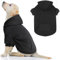QDYU Hunde-Kapuzenpullover für große Hunde, weich, einfarbig, gebürstetes Fleece, Hunde-Kapuzenpullover mit Tasche (Schwarz, Größe L)