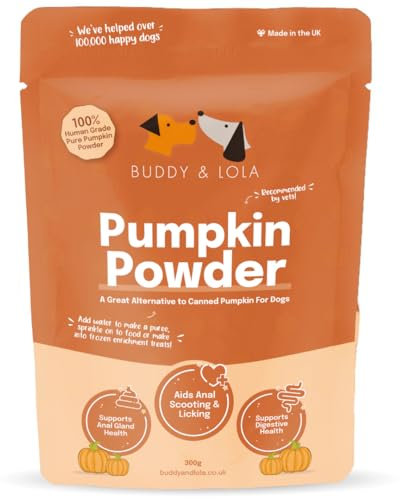 Buddy & Lola 100% Natural Pumpkin Powder For Dogs, Canned Pumpkin Alternative, High Fibre Supplement, Easy To Use Puree For Dogs UK