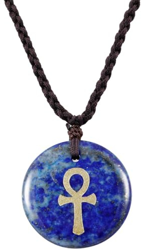 Nupuyai Ägyptischer Ankh Anhänger Heilstein Kette Amulett für Damen Herren | Kreuz Stein Anhänger, Ägyptisches Amulett, Heilstein für Meditation, Reiki Schmuck als Geschenk für Glück