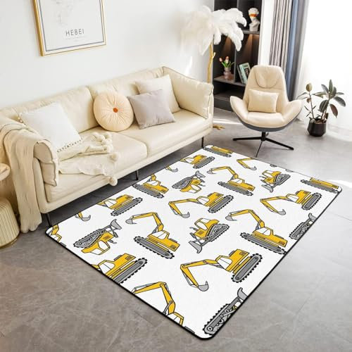 Buohwiwe 3D Teppich Bagger - Modern Schlafzimmer Flanell Teppich Bagger Wohnzimmer Teppich - Dekoration Carpet rutschfeste Teppiche 60x100 cm E1532