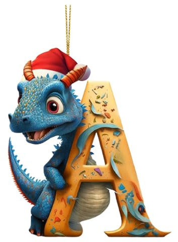26 Letters Christmas OrnamentChristmas Acrylic Dragon Baby Egg Decoration Hanging Pendant PersonalisedTree Ornaments Novelty Baubles For Xmas Tree Party Decor Merry Xmas Decor
