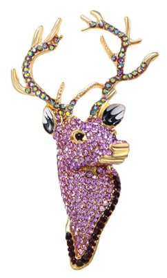 Baoblaze Hirschkopf-Brosche, Strass-Tier-Brosche, Anstecknadel, Dekoration, Hirschgeweih-Brosche, Hirsch-Brosche für Mantel, Schal, Brautkleid