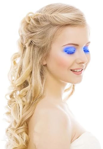 Faux-cils Lumineux LED, Eyeliner Brillant, Bande de Paupière Charmante pour Fête, Bars, Boîtes de Nuit, Halloween (BLUE)