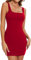SHAPERIN Robe Moulante Femme Élégant Col Carré Mini Robes sans Manches Sleeveless Bodycon Mini Dress Rouge M