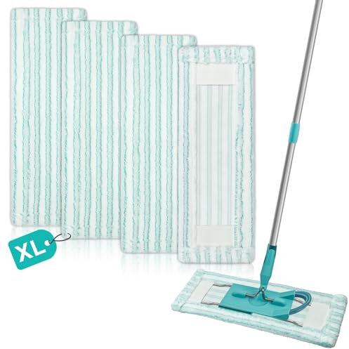 GFRED Lot de 4 Serpillères de Rechange en Microfibre Pads Compatible avec Leifheit Balai à Sol Profi XL Micro Duo Housse de Rechange en Microfibres pour Balai à Plat Profi XL Nettoyage Efficace