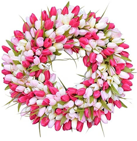 Yeory Sommerkränze Tulpe Vordertürkranz künstlicher Blumenentür Hanging Ornament für Fensterpartydekor 35 cm, Türkränze für den Frühling Sommer