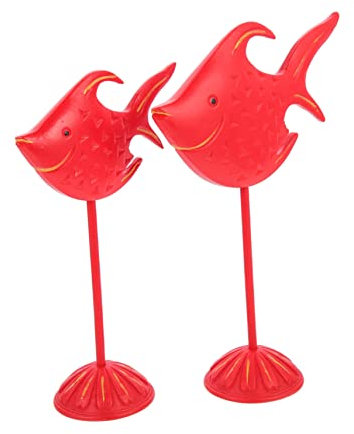 BESPORTBLE 2pièces Décoration De Poisson Rouge Ornement De Style Méditerranéen pour Bureau Et Maison Accessoire De Décor
