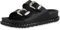 VAN HILL Damen Pantoletten Flach Schnallen Trendy Schuhe 214831 Schwarz Nieten 39