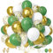 Unisun Luftballons Grün Weiß, 50 Stück Latex Ballons Retro Grün Gold Konfetti Luftballon Mädchen Frauen Geburtstag Jubiläum Hochzeit Verlobung Taufe Baby Shower Dschungel Safari Bachelor Party Deko