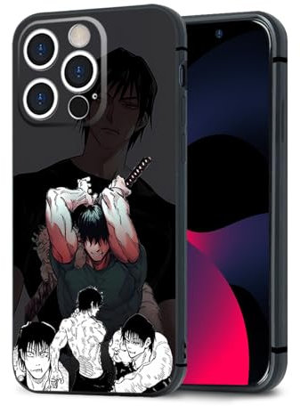 HWLHJJ JJK Toji Fushiguro Unique, Exclusive Anime Mobile Phone Case, Black TPU Silicone Case with Manga Motif for iPhone 14 Pro