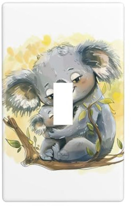 Assiettes d'art imprimées Koala mignon maman et bébé – Plaque murale à bascule unique pour bureau, salon