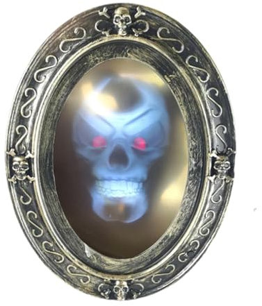 Monozoz Gruseliger Spukspiegel, gruseliger Spukspiegel mit sprechendem Spuk-ovalem Spiegel, bewegungsaktivierter Gruselspiegel für Halloween, Innendekorationen