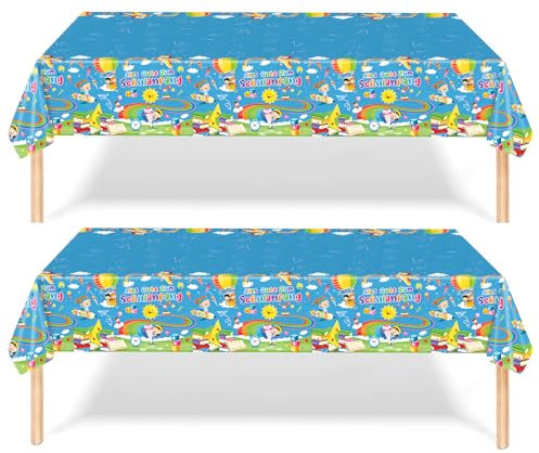 2 Stück Schulanfang Tischdecke,Einschulung Deko Tischdecke Alles Gute Zum Schulanfang Tischläufer für Tischdeko Schulanfang Deko Einschulung Junge Mädchen 137 x 274cm