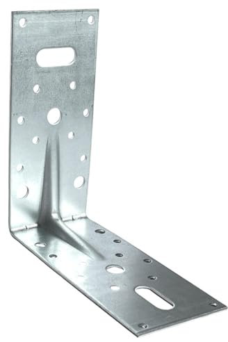 BK SHOP Winkelverbinder 2,5 mm Winkel mit Prägung | Holzverbinder Winkel Metall 150 x 150 x 65 mm | Metallwinkel Balkenverbinder Kleine | Montagewinkel Bauwinkel Verzinkt Stahwinkel