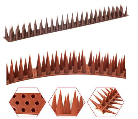 NestNook Bird Spikes for Anti Pigeons - Keep Birds Away Safely - For Home Balcony Window Ledge Fence Deterrent - Brown 5.4M