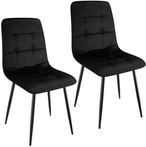 ANVOFONG Esszimmerstuhl 2er Set, Verdickte Holländischen Samt Kissen Esszimmerstuhl Geeignet für Esszimmer Küche Essen, Studie Lesen, Wohnzimmer Freizeit, Schwarz.