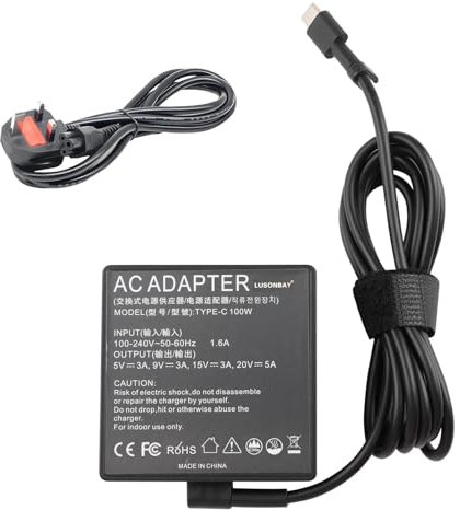 100W USB C Lapotop Charger Replacement for ASUS ROG Flow ZenBook, MacBook Pro MacBook Air Lenovo Dell HP Samsung Acer Toshiba Chromebook PD 20V 5A Type C Gaming AC Adapter R3 S3 M3 Power Supply