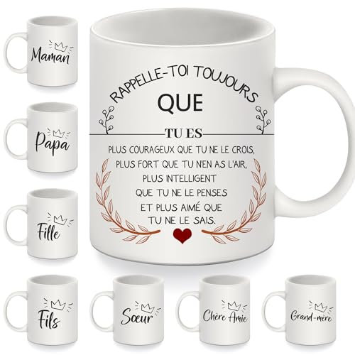 Tu es plus courageux que tu ne le crois Mug pour hommes Cadeau d'inspiration pour la famille Amis Papa Fils Frère Grand-père Mari Collègues Anniversaire Cadeau de Noël Tasse à café (lui)