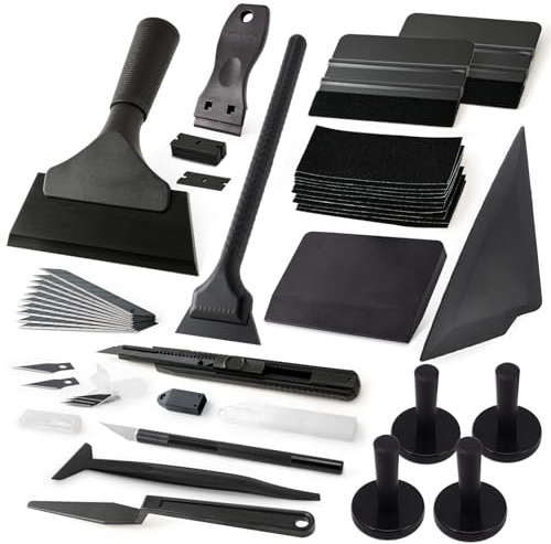 Gomake Vinyl Wrap Tool Kit for Car Window Tint Installation with Magnet Holder, Rubber & Vinyl Squeegees, Shank Gasket, Mini Quarter Squeegee