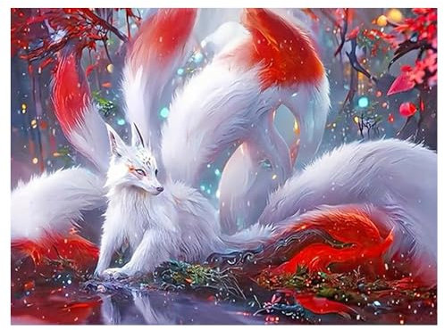 DCIDBEI DIY Diamond Painting Fuchs 50x40cm Diamant Painting Bilder Fuchs 5D Diamanten Gemälde Malen nach Zahlen Fox Bild Mosaik Erwachsene Puzzle Kreuzstich Tiere Neunschwänziger Fox