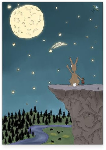 Printistico Poster A0 Käfer und Hase schauen in die Sterne by Lina D.