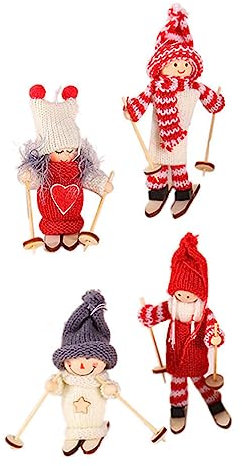 ROMISBABA 4stücke Ski Puppen Ornament Für Weihnachtsdekoration Tischschmuck Festliche Desktop Verzierung Einzigartige Winterliche Deko Für Stimmungsvolle Feiertage