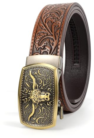 BELTROAD Automatik Cowboy Gürtel Herren, Western Leder Ratschengürtel | Ledergürtel für Cowboy Cowgirl, Gürtel mit Schnellverschluss, Geschenk für Karneval Halloween, Western Outfit, Country Rock