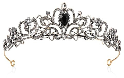 SSyang Krone Prinzessin Mädchen Damen Diadem Crown Kristall Tiaras Goldene Prinzessinnenkrone Eleganter Queen Brautschmuck Strass Stirnband Geschenk Haarschmuck für Frauen Hochzeit Tanzparty(Grau)