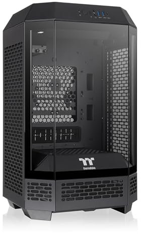 Thermaltake Tower 250 Mini ITX Computer Case, 2 x 120mm CT Fans, Radiator Mount 360mm, Graphics Processor Clearance 360mm, Dual Chamber, CA-1Z9-00S1WN-00, Black