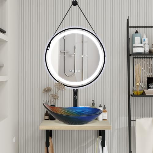 ZealWe Badmöbel Set Unterschrank 60 cm mit Waschbecken, Badezimmermöbel Waschtischplatte mit Aufsatzwaschbecken Oval, Badezimmerschrank Waschtisch Waschplätze für Gäste WC, Mehrfarbig