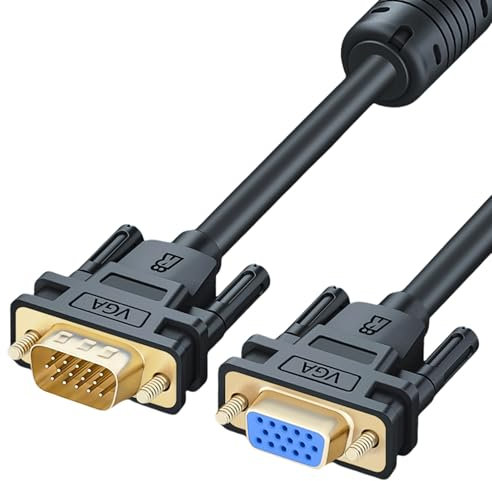 YUXITA Cavo VGA VGA maschio a femmina cavo di estensione con doppi nuclei di ferrite alta chiara 1080P per computer proiettori