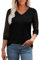 Aokosor Womens Tops 3/4 Sleeve V-Neck Lace Tunic Tops Womens Blouses Size 14-16 Black L