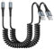SUNGUY Cable USB a Lightning en espiral para coche, paquete de 2 unidades de 1M [certificado MFi], cable de carga rápida CarPlay para iPhone 14/13/12/11 Pro Max/XS MAX/XR/XS/iPad/iPod