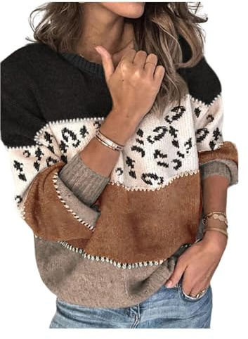 HEYPORK Damen Herbst Winter Warm Bequem Pullover Lässig Mode Strickjacke Frauen Getäfelter Dicker Strickpullover