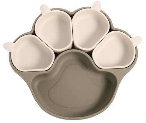 Silikonmatte für Kinder - Silikon Teller für Kinder | Teller mit Saugnapf geteilt | Bruchsichere Silikonteller zum Entwöhnen von Babys im Katzenkrallen-Design | Teller