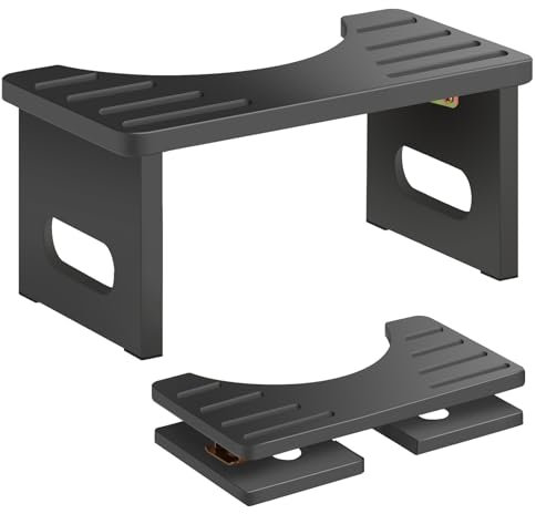 WAWOHERRNS Wood Toilet Stool, Foldable Toilet Potty Stool, Toilets Stools for Adults, 7 Portable Squatting Poop Foot Step, Bathroom Non-Slip Assistance Step Stools (Black) 