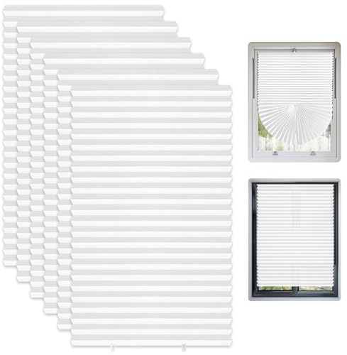 6 Pack Temporary Blinds, 60x150CM Temporary Blackout Blinds, No Drill Stick on Blinds, Self Adhesive Blind for Windows, Doors, Kitchen, Bathroom, Bedroom, Nursery, Loft (White)